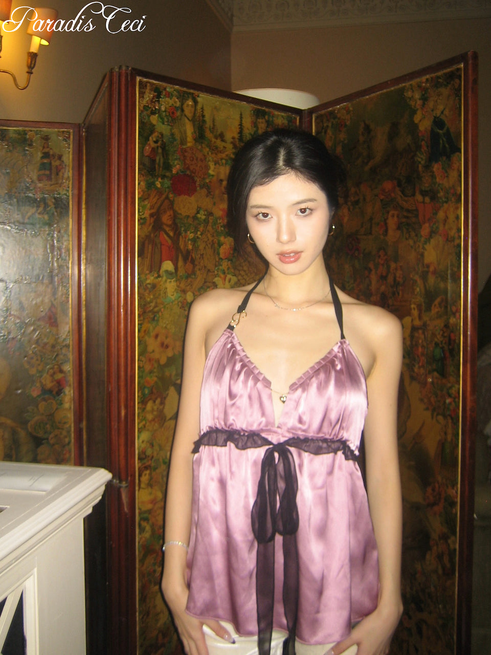 'Isabella' silk babydoll top - rosewood - made to order