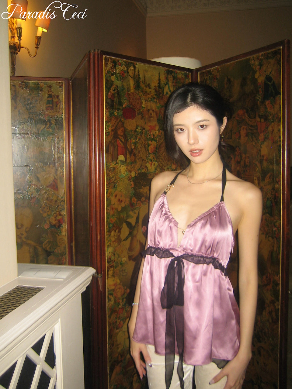 'Isabella' silk babydoll top - rosewood - made to order
