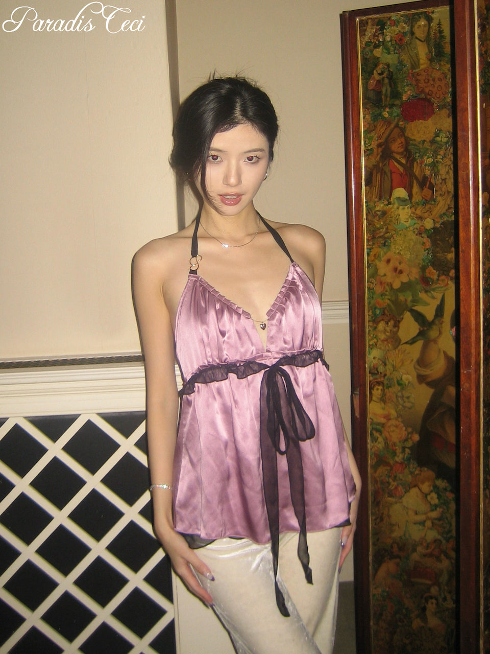 'Isabella' silk babydoll top - rosewood - made to order