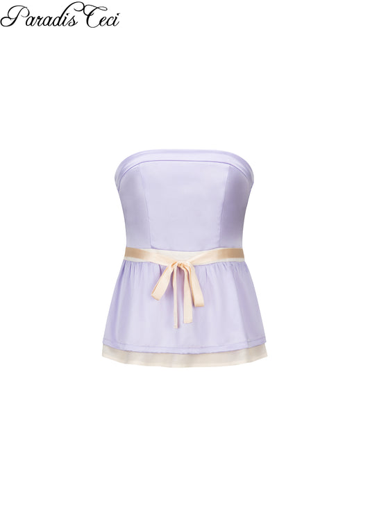 'Rebecca' silk babydoll top with ribbon