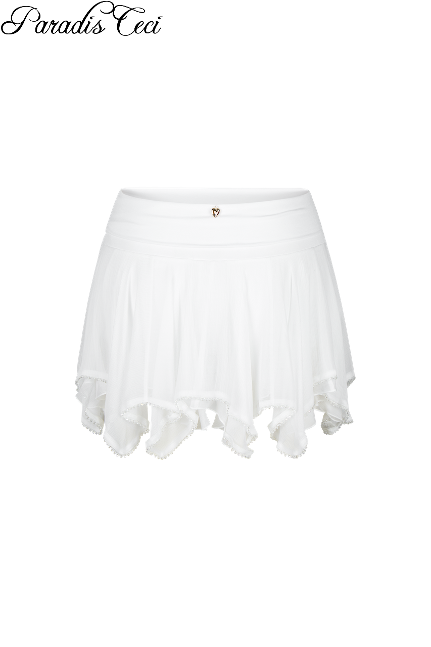 ‘Lydia’ mini silk skirt with crystal bead embellishments