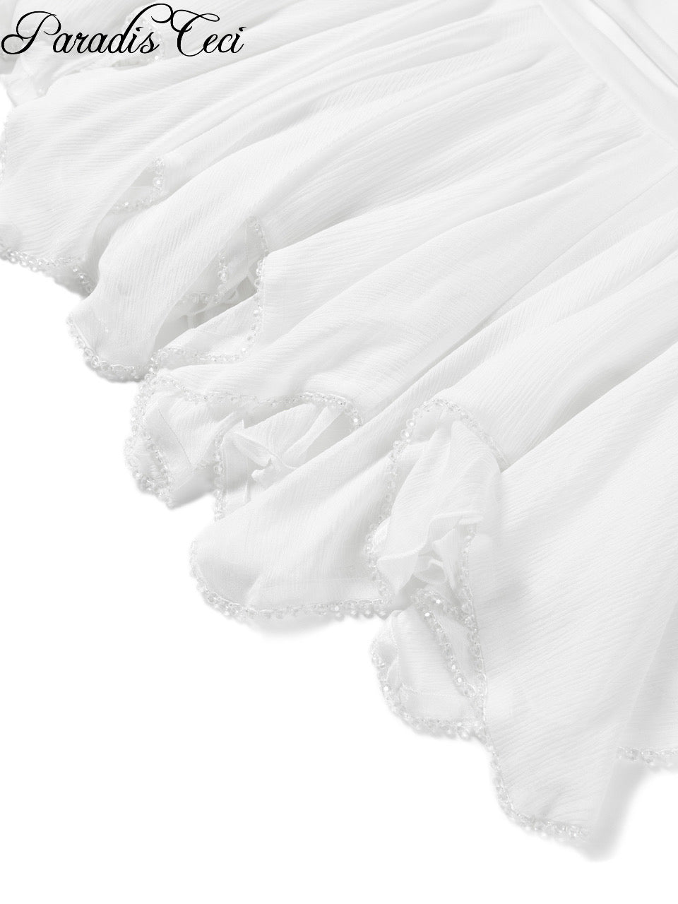 ‘Lydia’ mini silk skirt with crystal bead embellishments