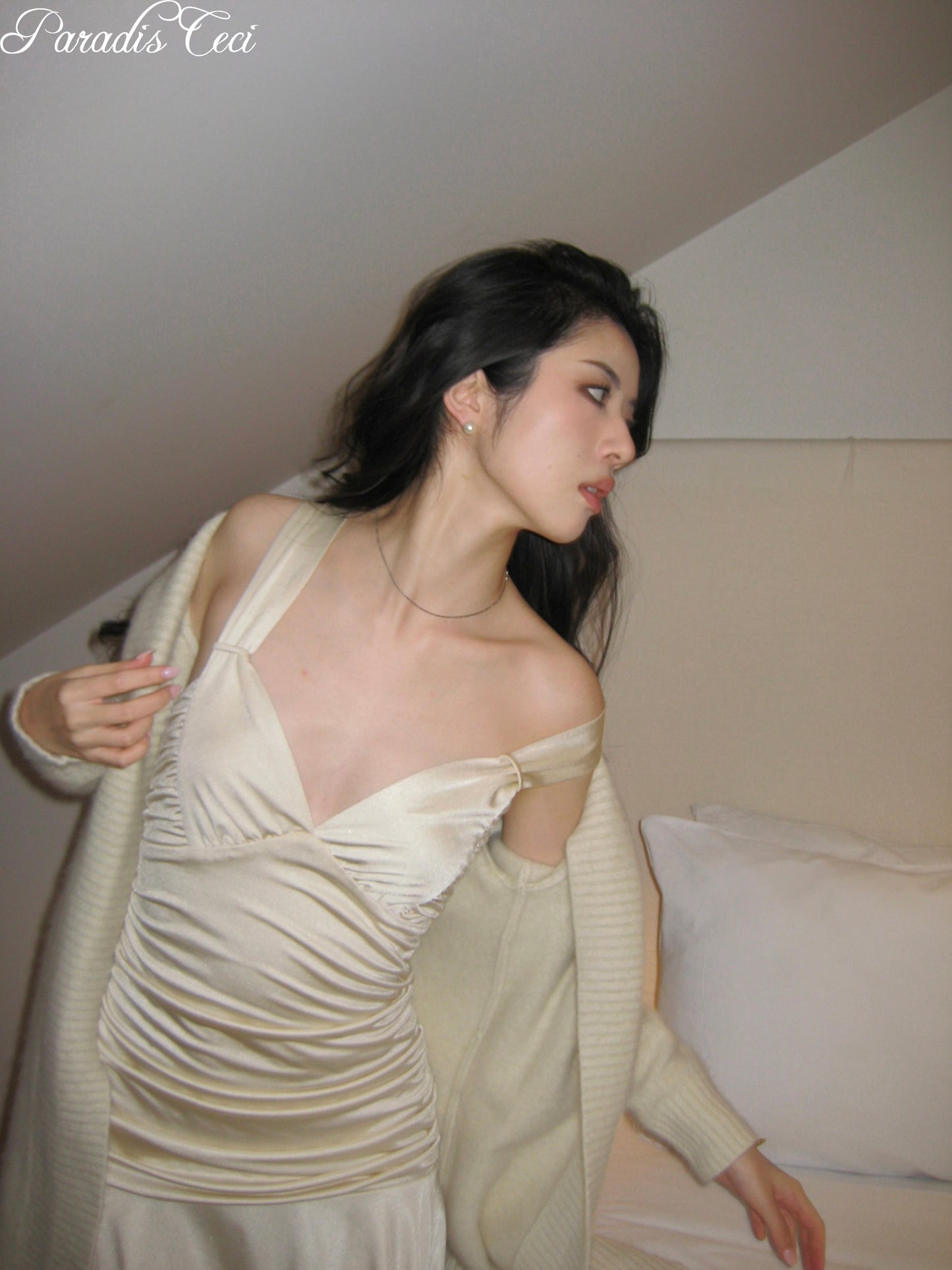 'Pearl' satin dress