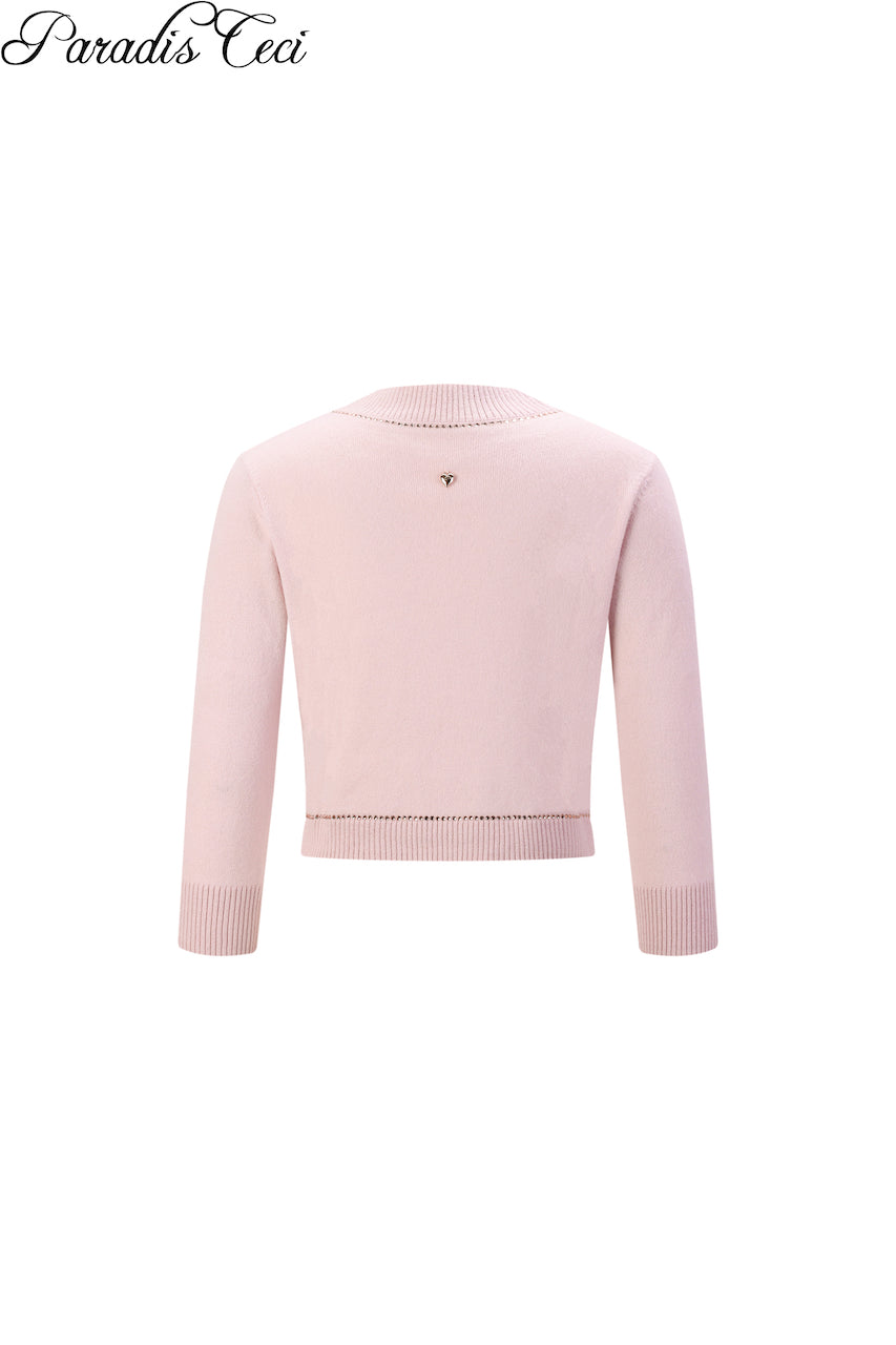 'Annie' cashmere cardigan with rhinestones- sweet pink