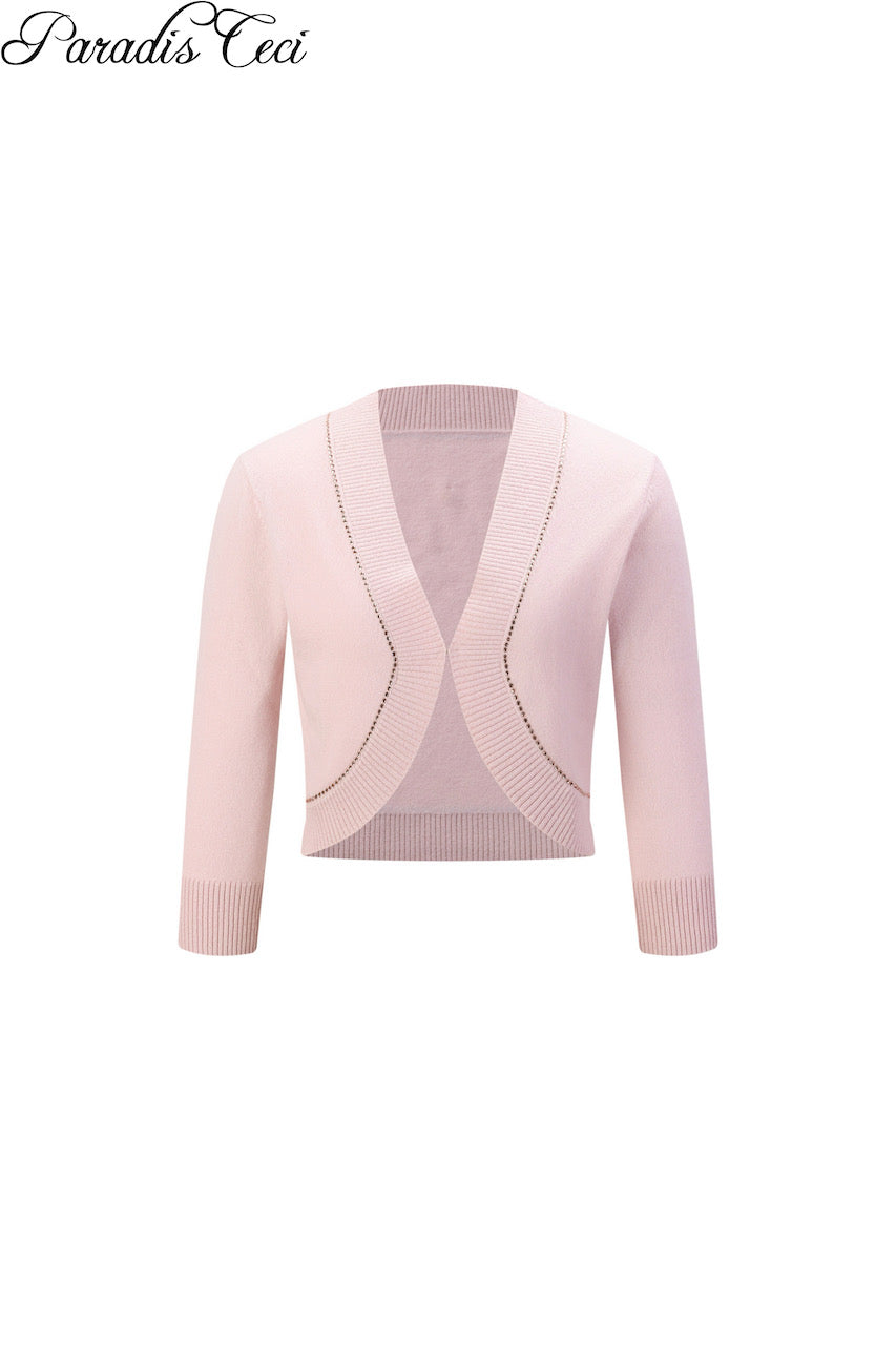 'Annie' cashmere cardigan with rhinestones- sweet pink