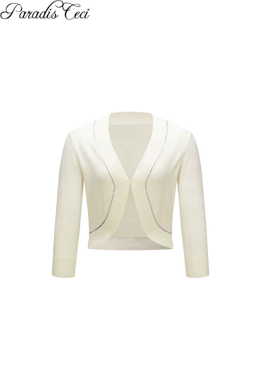 'Annie' cashmere cardigan with rhinestones - classic ivory
