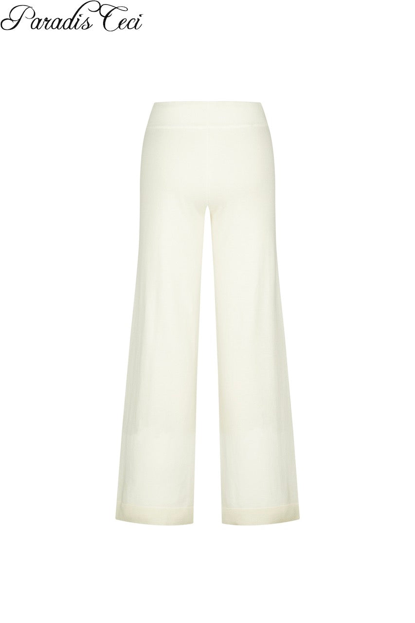 'Crystal' cashmere trousers with rhinestones - classic ivory