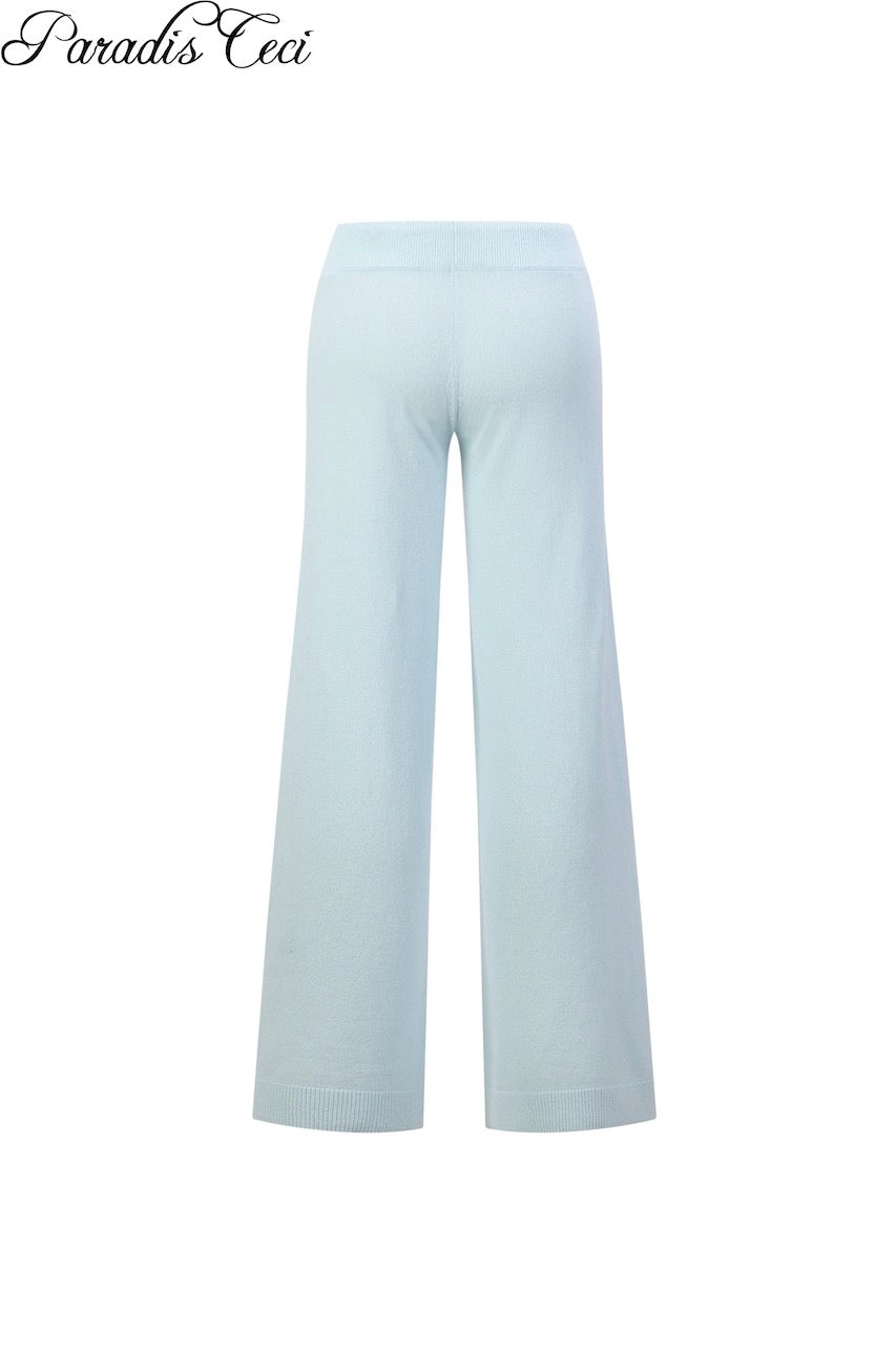 'Crystal' cashmere trousers with rhinestones - icy blue