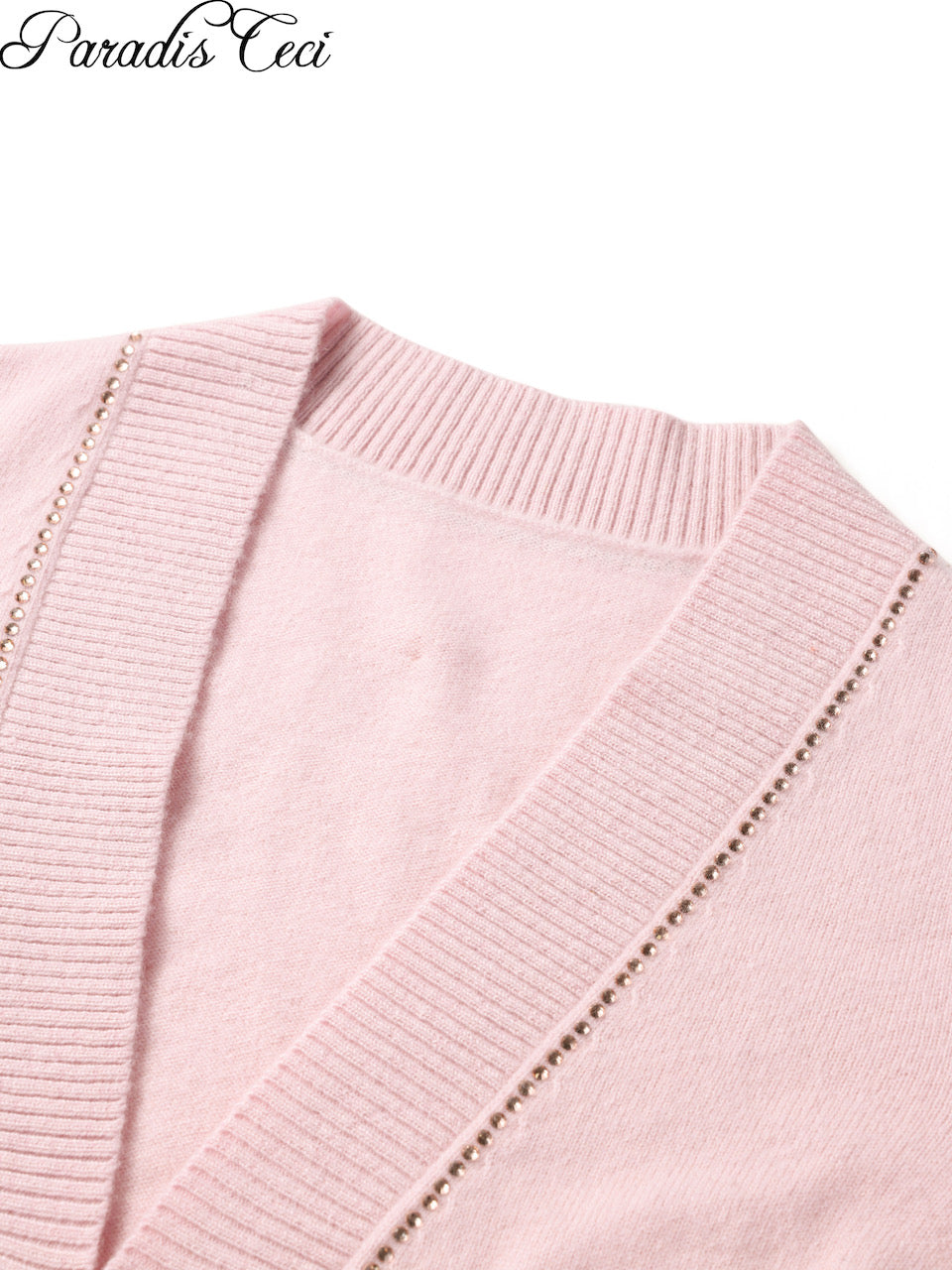 'Annie' cashmere cardigan with rhinestones- sweet pink