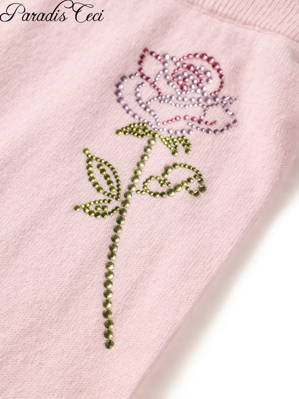 'Crystal' cashmere trousers with rhinestones- sweet pink