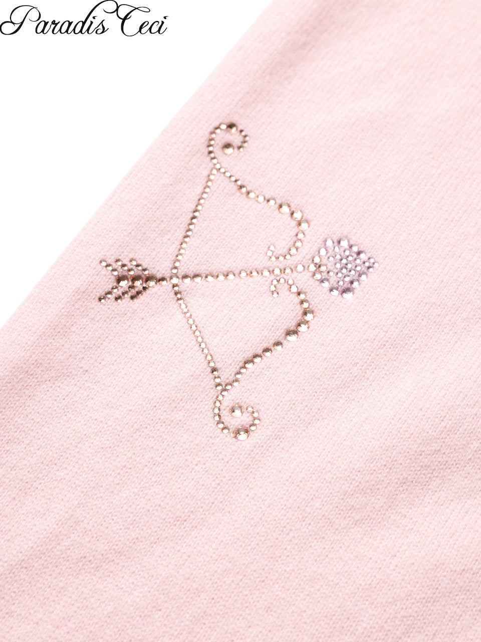 'Crystal' cashmere trousers with rhinestones- sweet pink