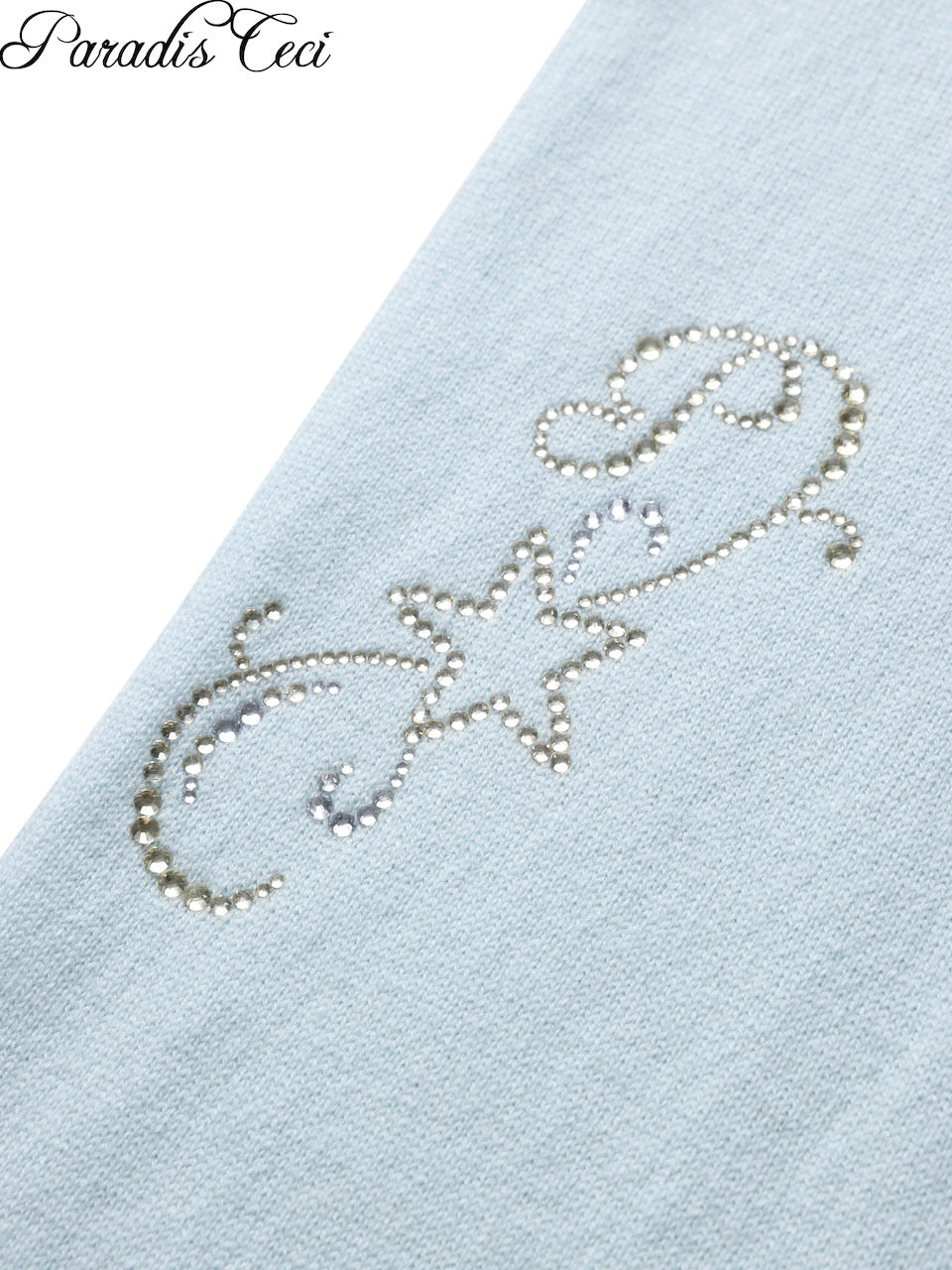 'Crystal' cashmere trousers with rhinestones - icy blue
