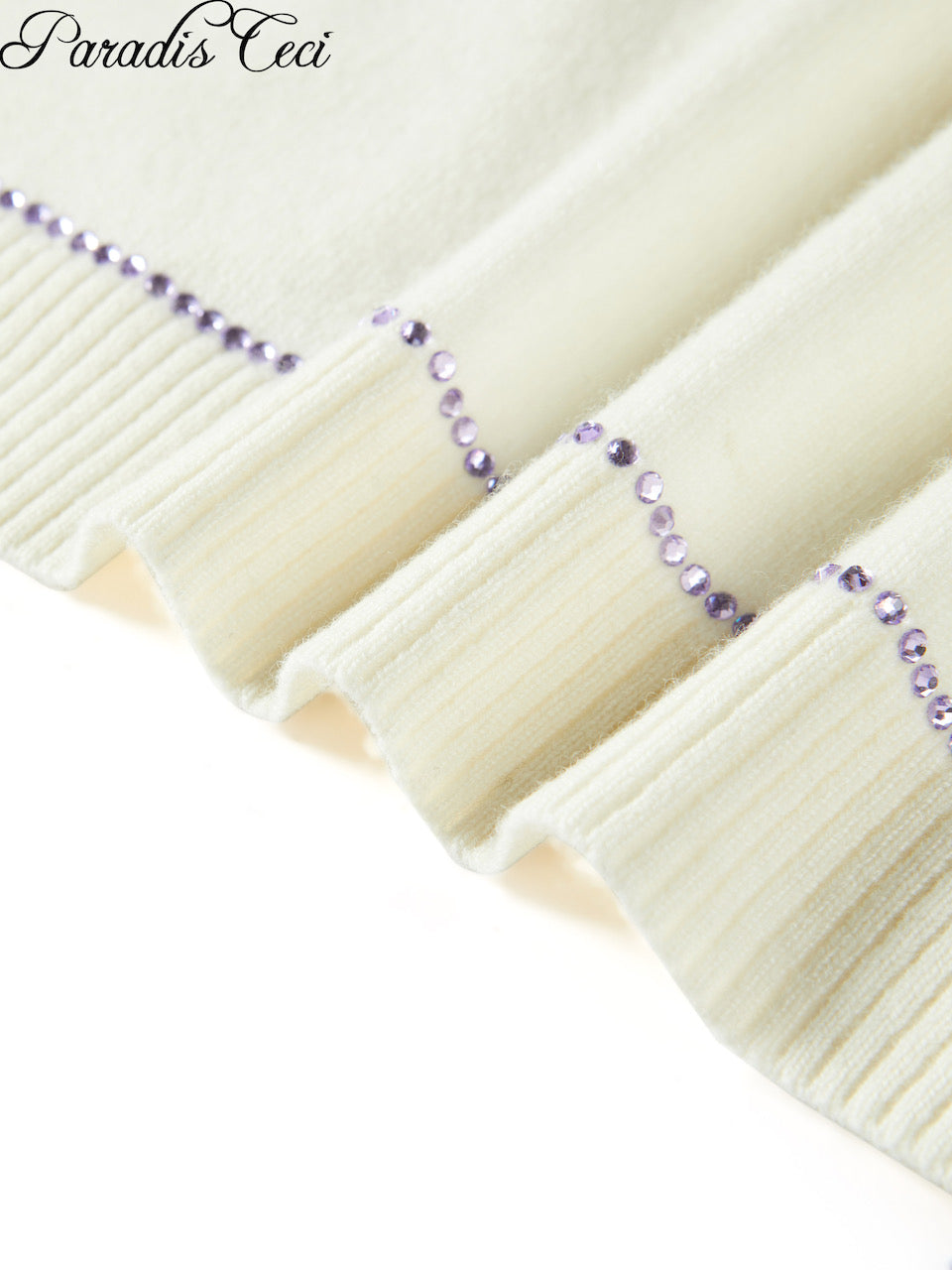 'Annie' cashmere cardigan with rhinestones - classic ivory