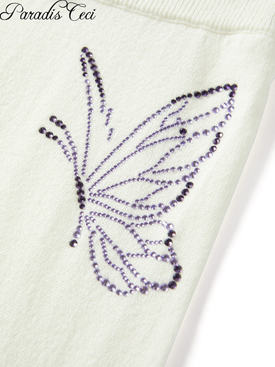 'Crystal' cashmere trousers with rhinestones - classic ivory