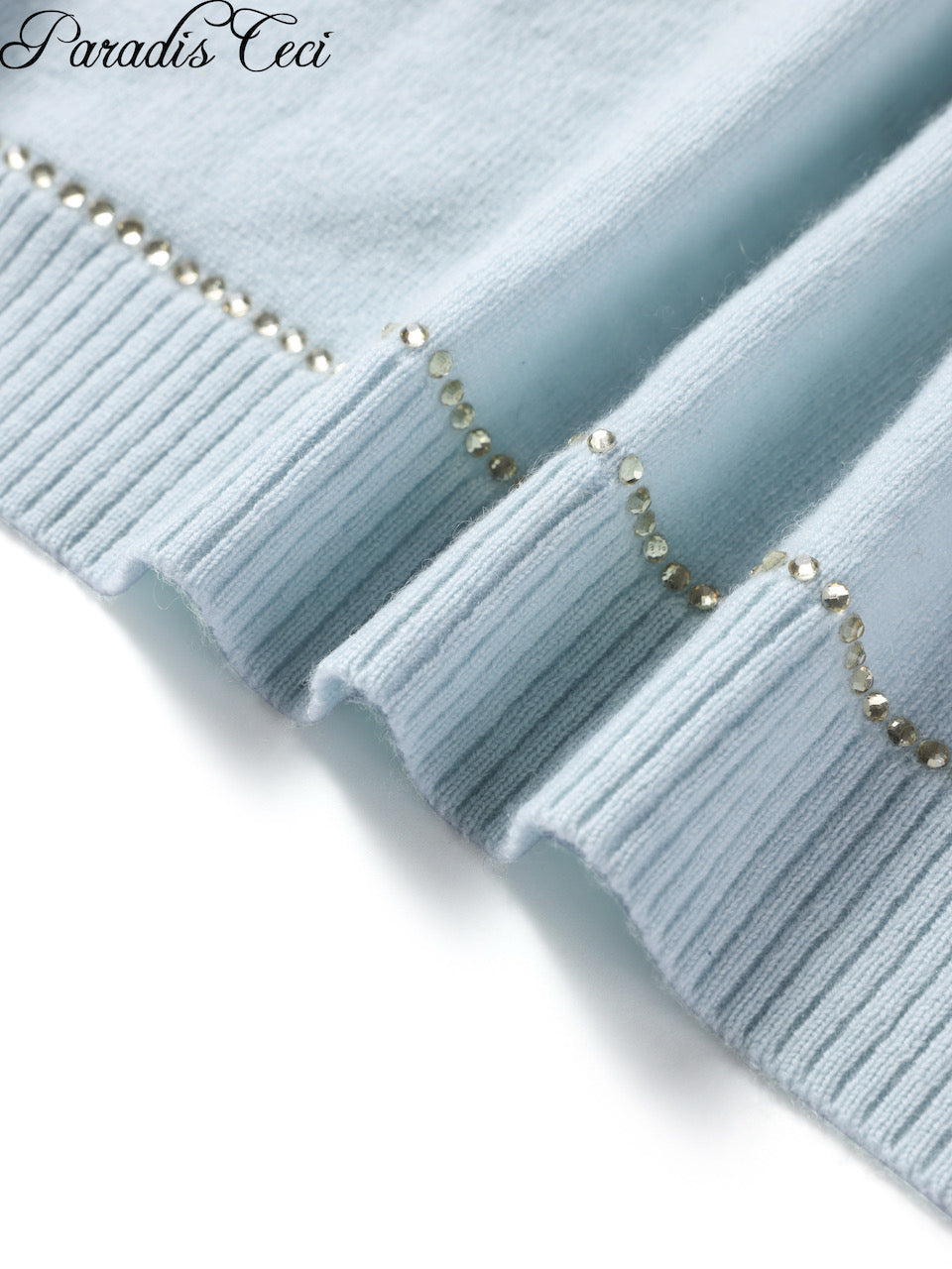 'Annie' cashmere cardigan with rhinestones - icy blue