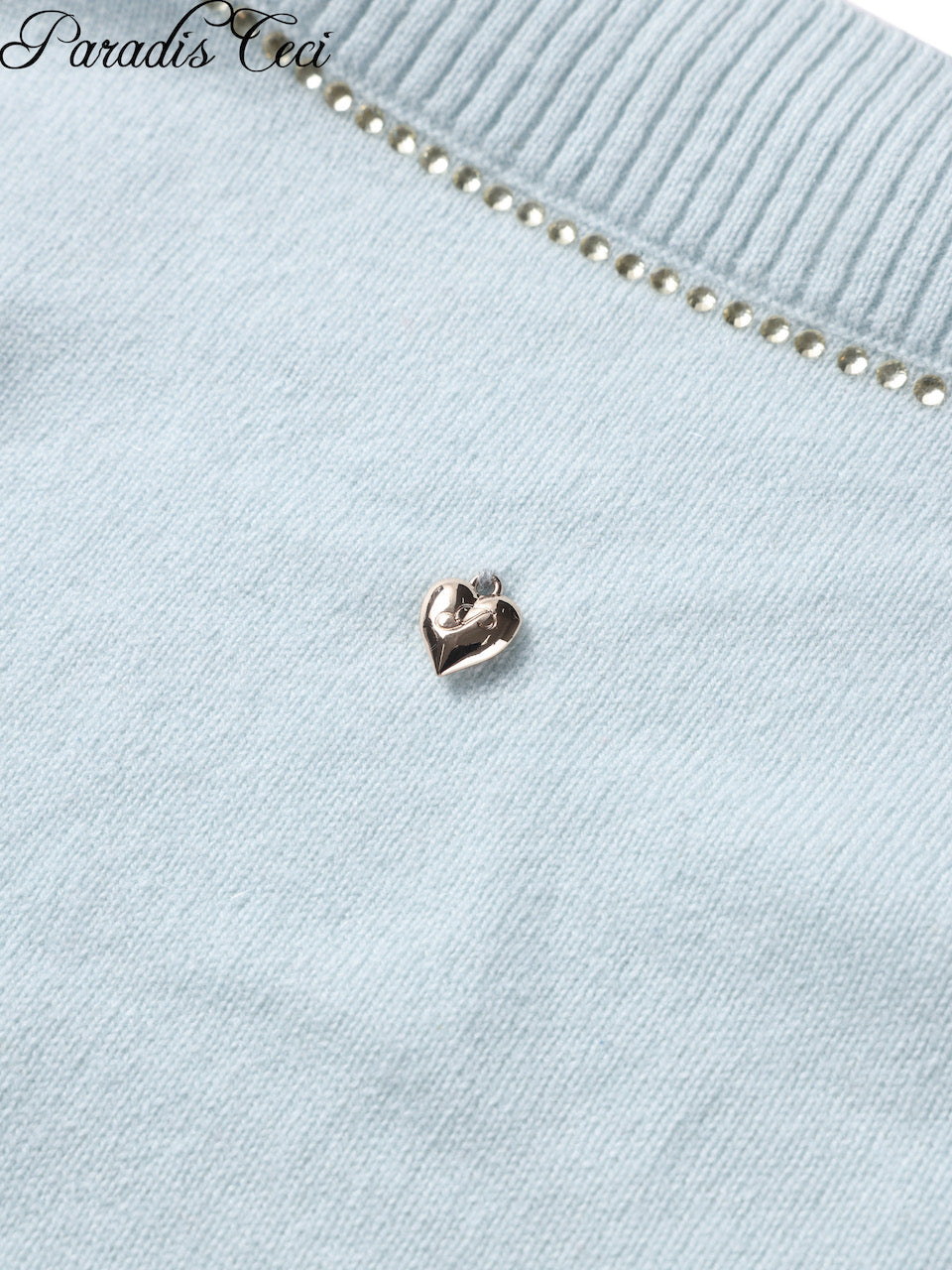 'Annie' cashmere cardigan with rhinestones - icy blue
