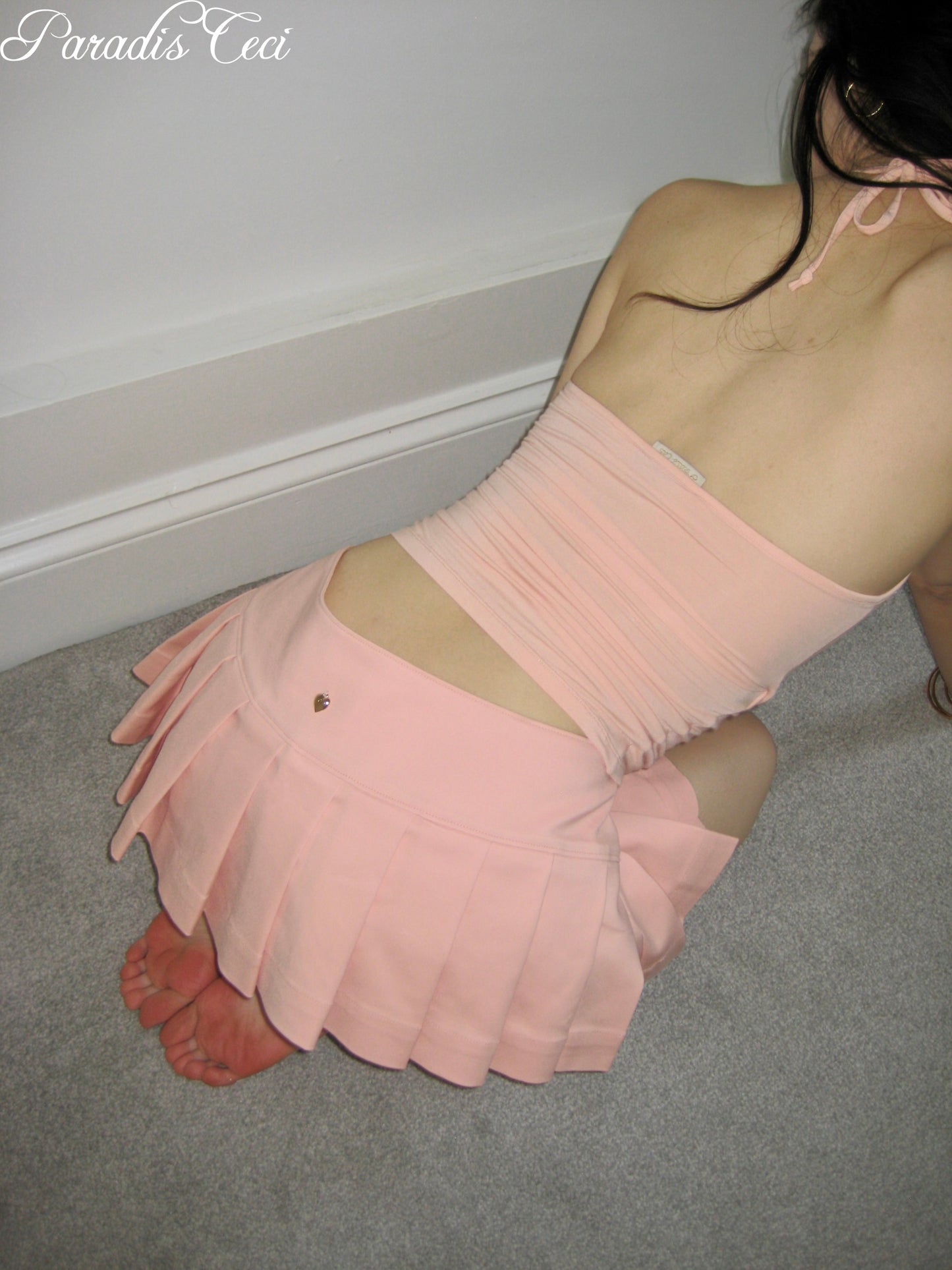 'Natalie' wrap halter top - pink