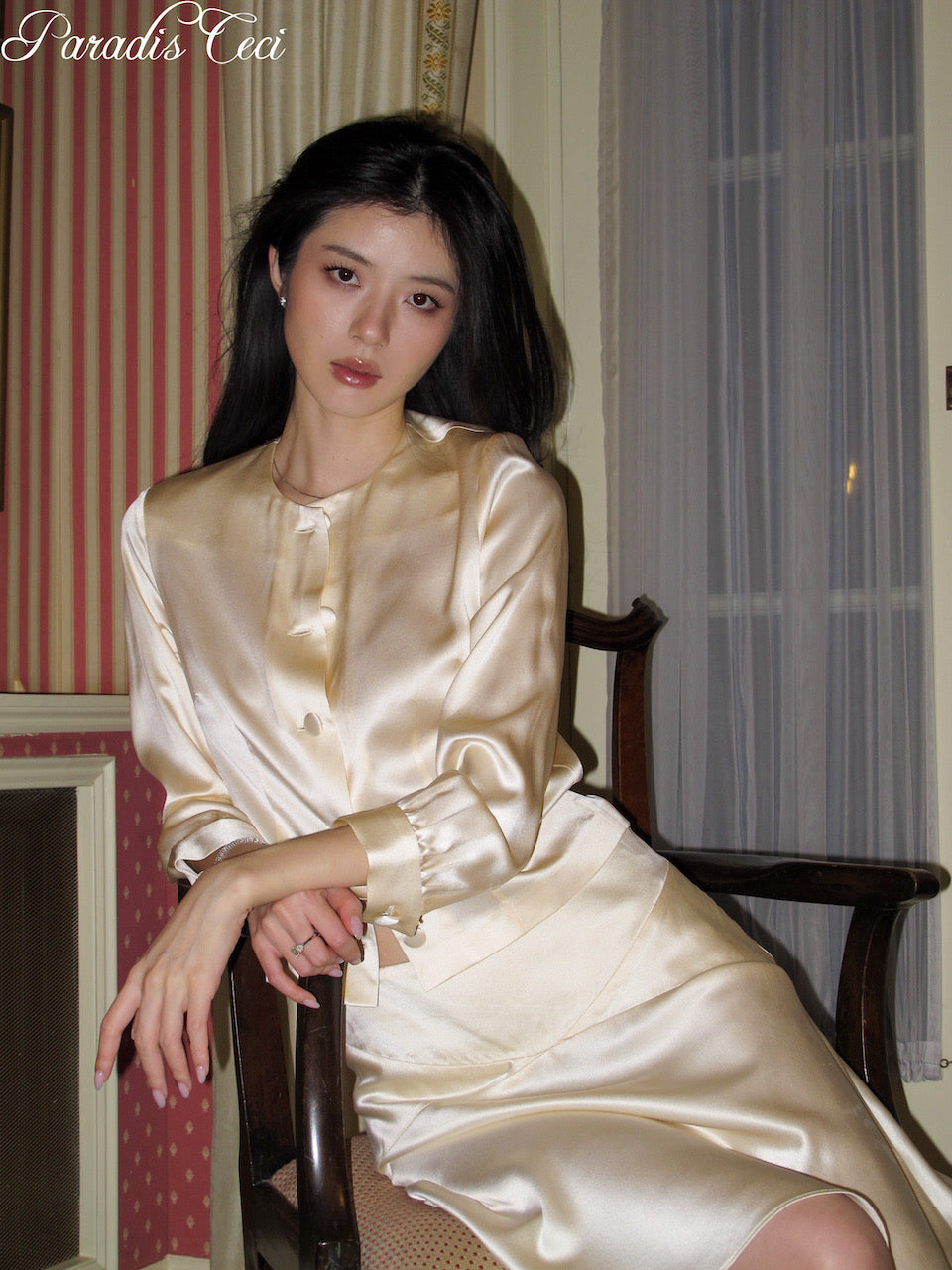 'Luna' silk shirt - champagne