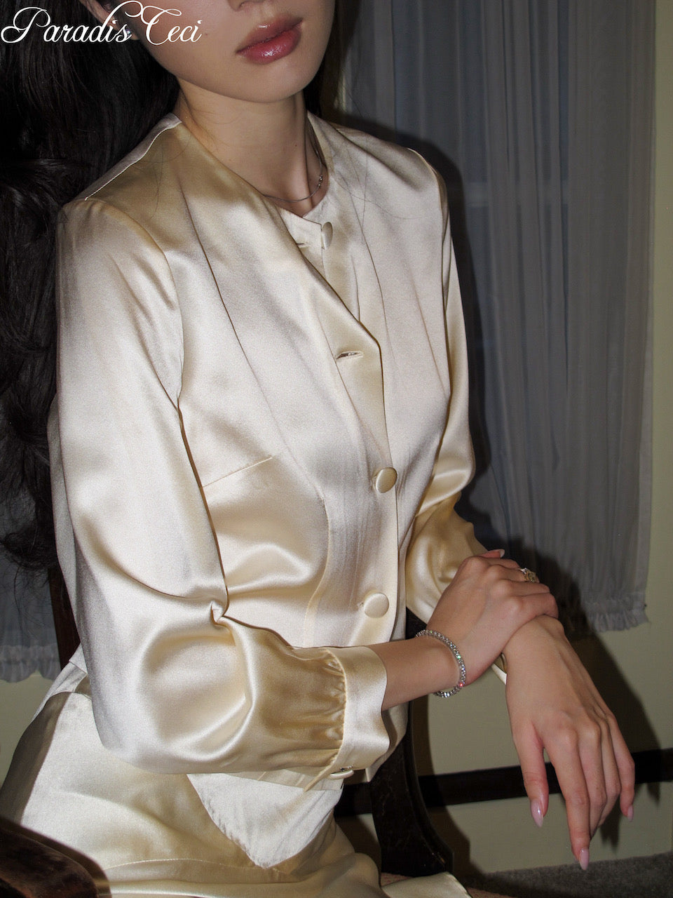 'Luna' silk shirt - champagne
