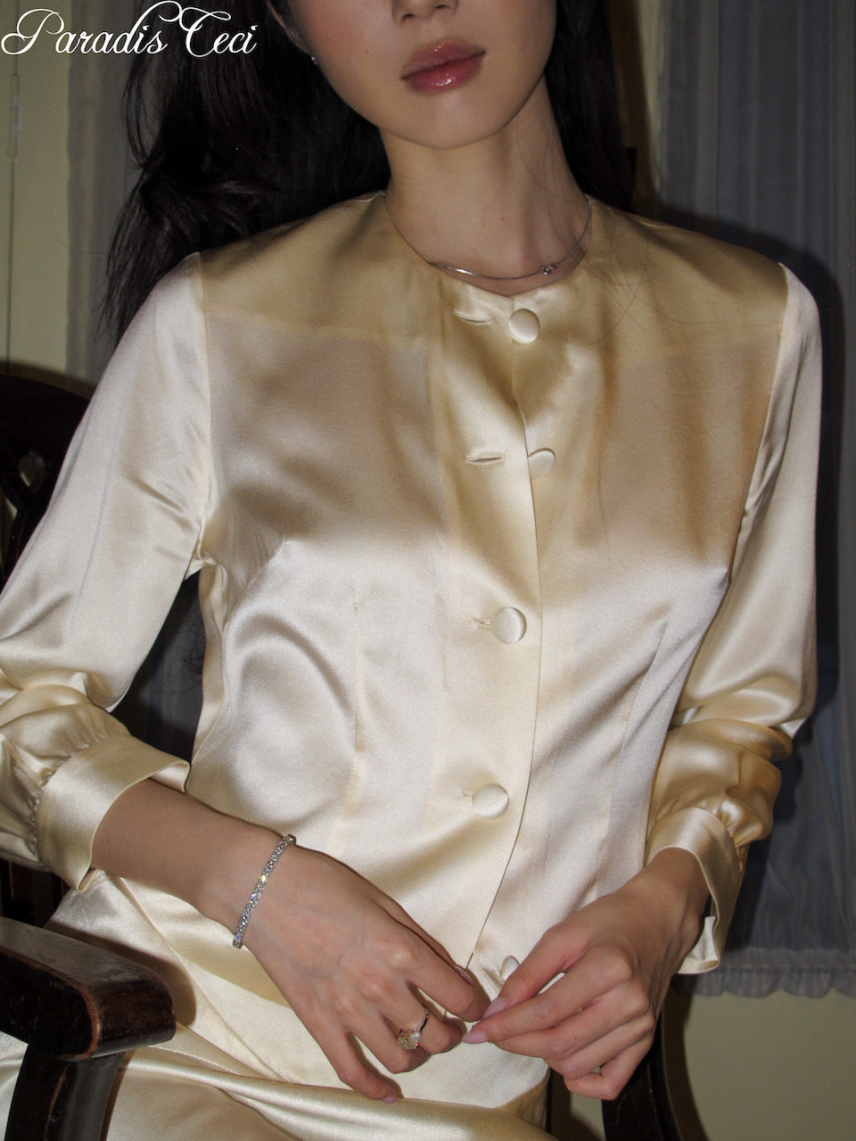 'Luna' silk shirt - champagne