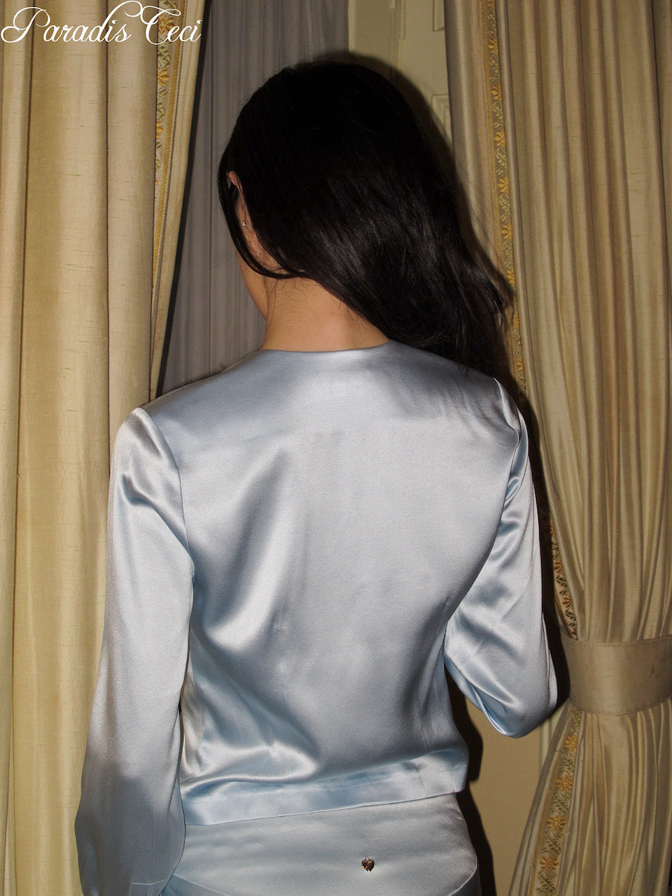 'Luna' silk shirt - iced blue