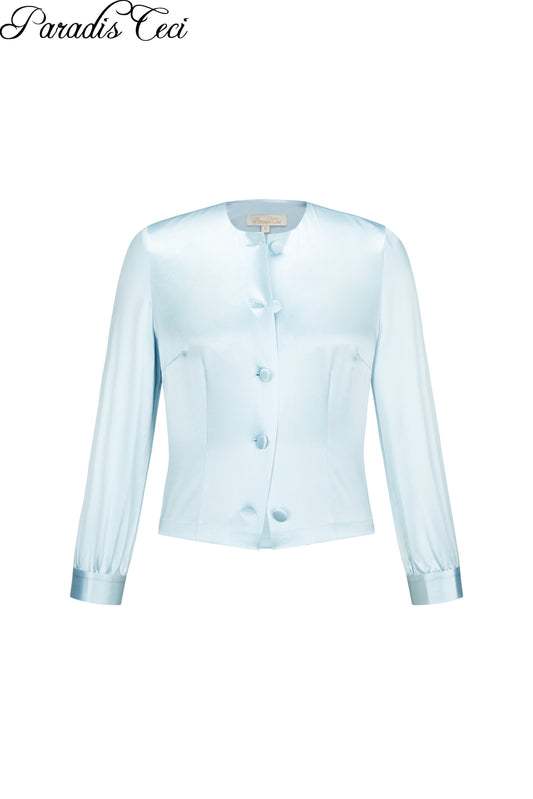'Luna' silk shirt - iced blue