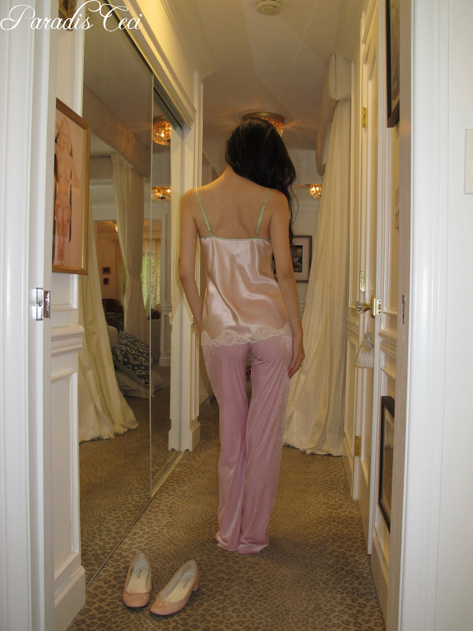 'Faye' velvet  trousers - sakura