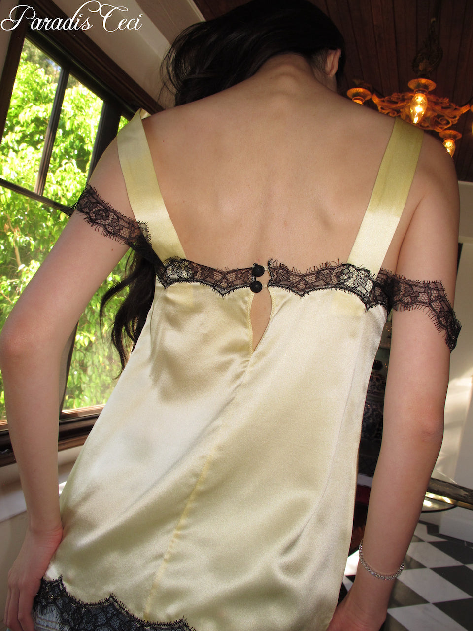'Daisy' silk satin & lace top