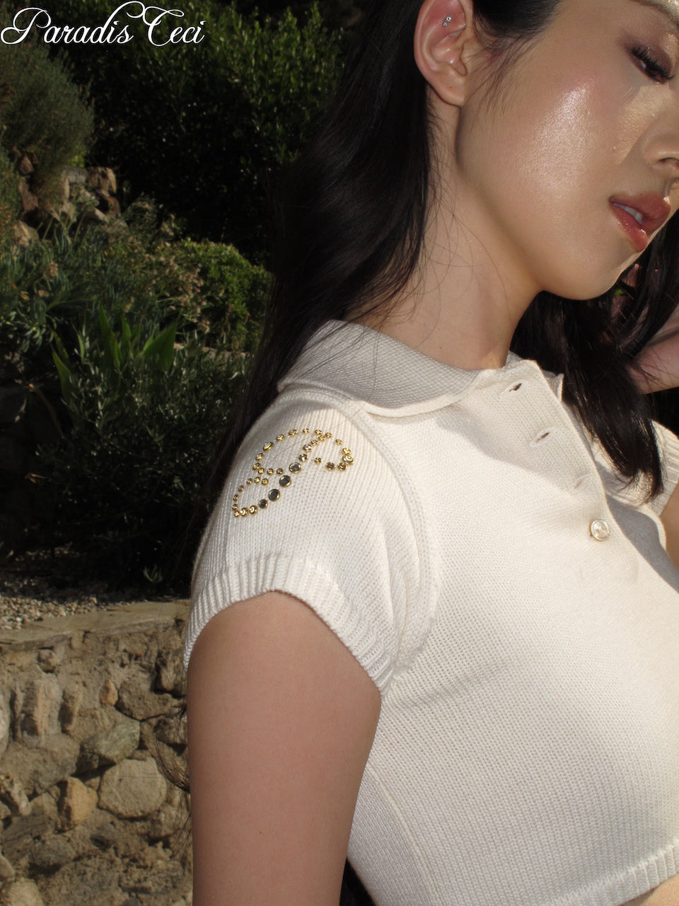 'Gwen' micro-cropped polo