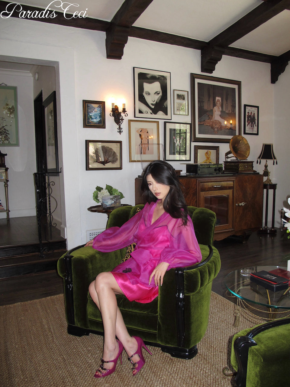 ‘Orchid Haze’ silk organza blouse