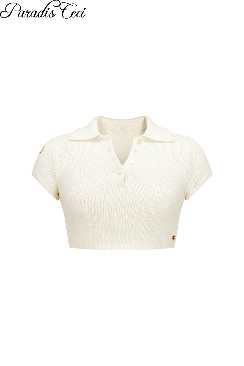 'Gwen' micro-cropped polo