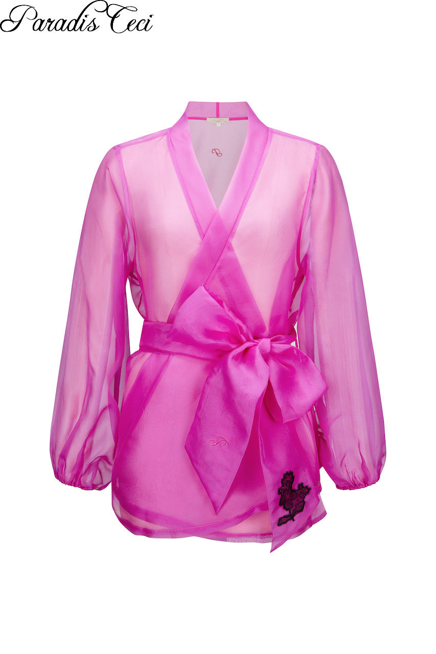‘Orchid Haze’ silk organza blouse