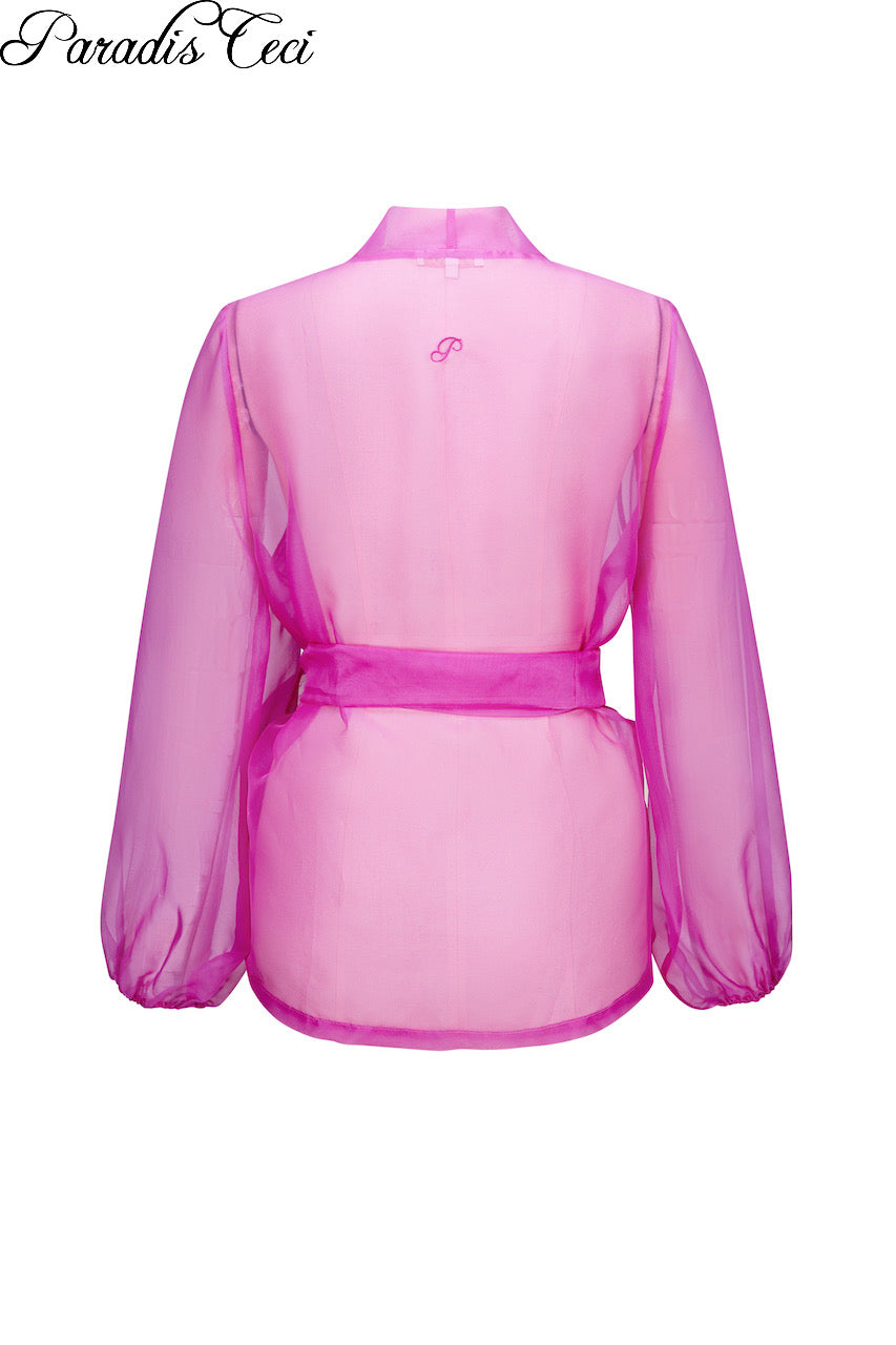 ‘Orchid Haze’ silk organza blouse