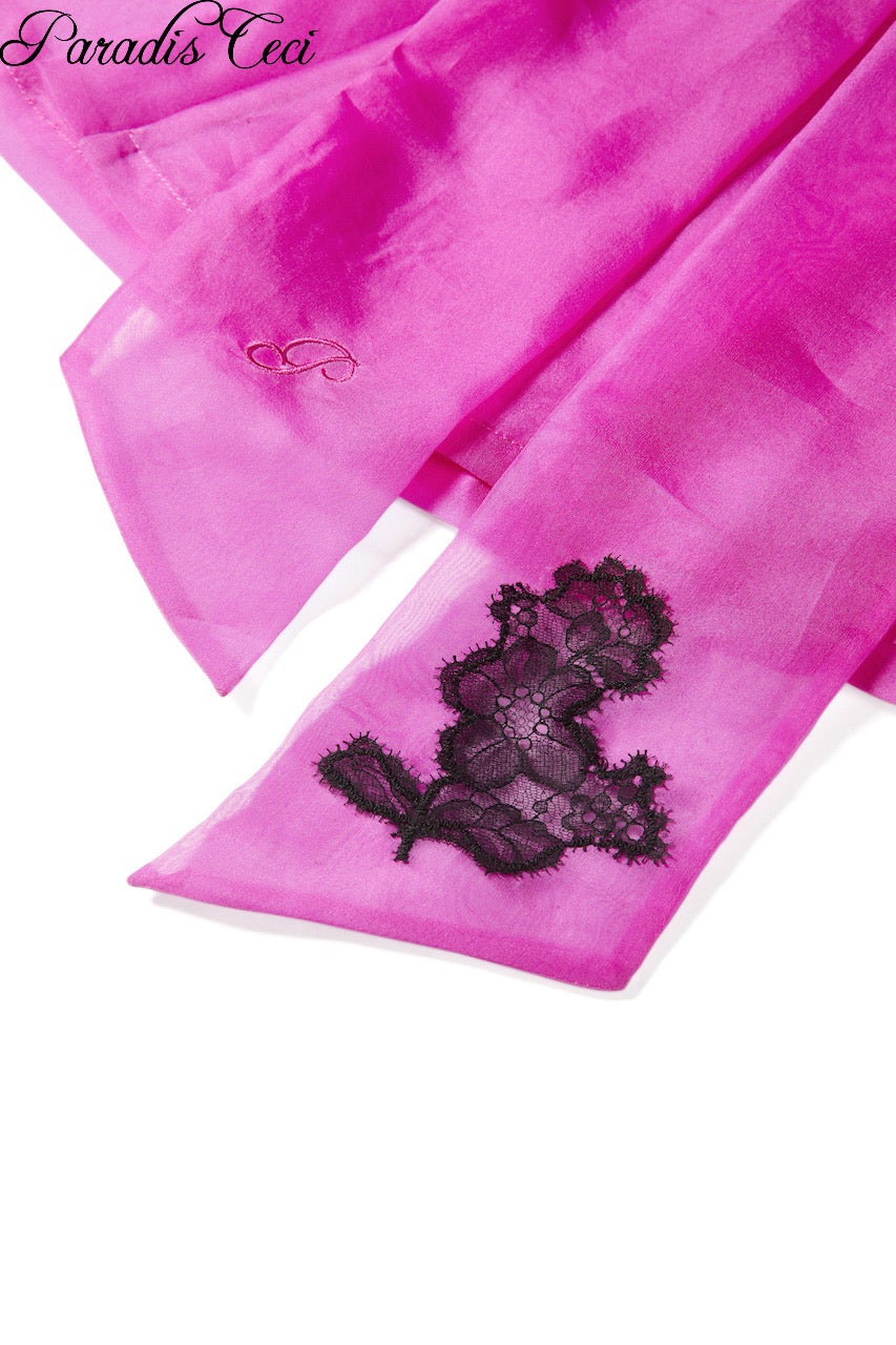 ‘Orchid Haze’ silk organza blouse
