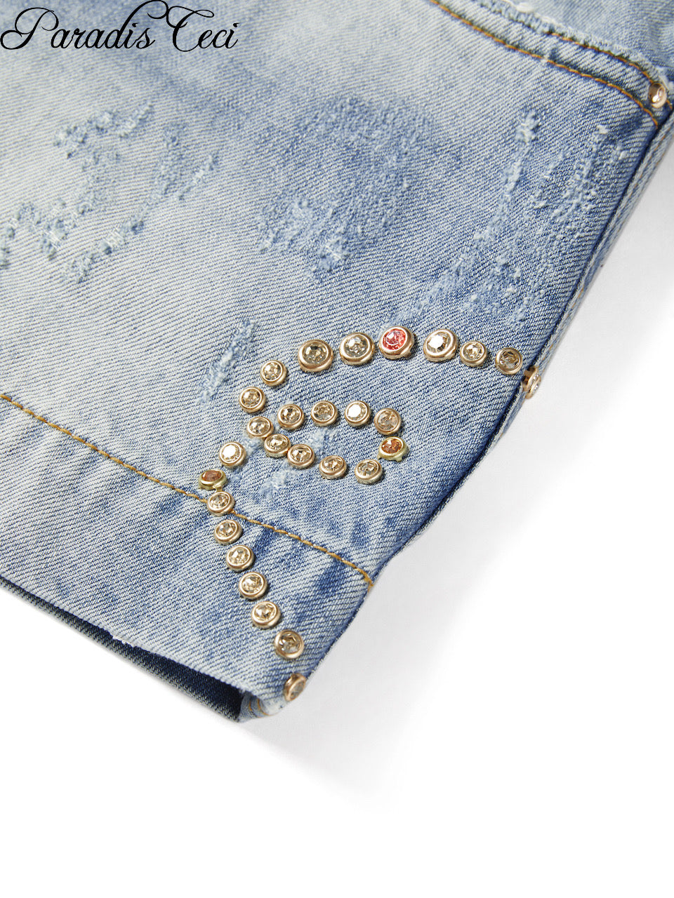 'Gia' #001 embellished low-rise denim mini skirt