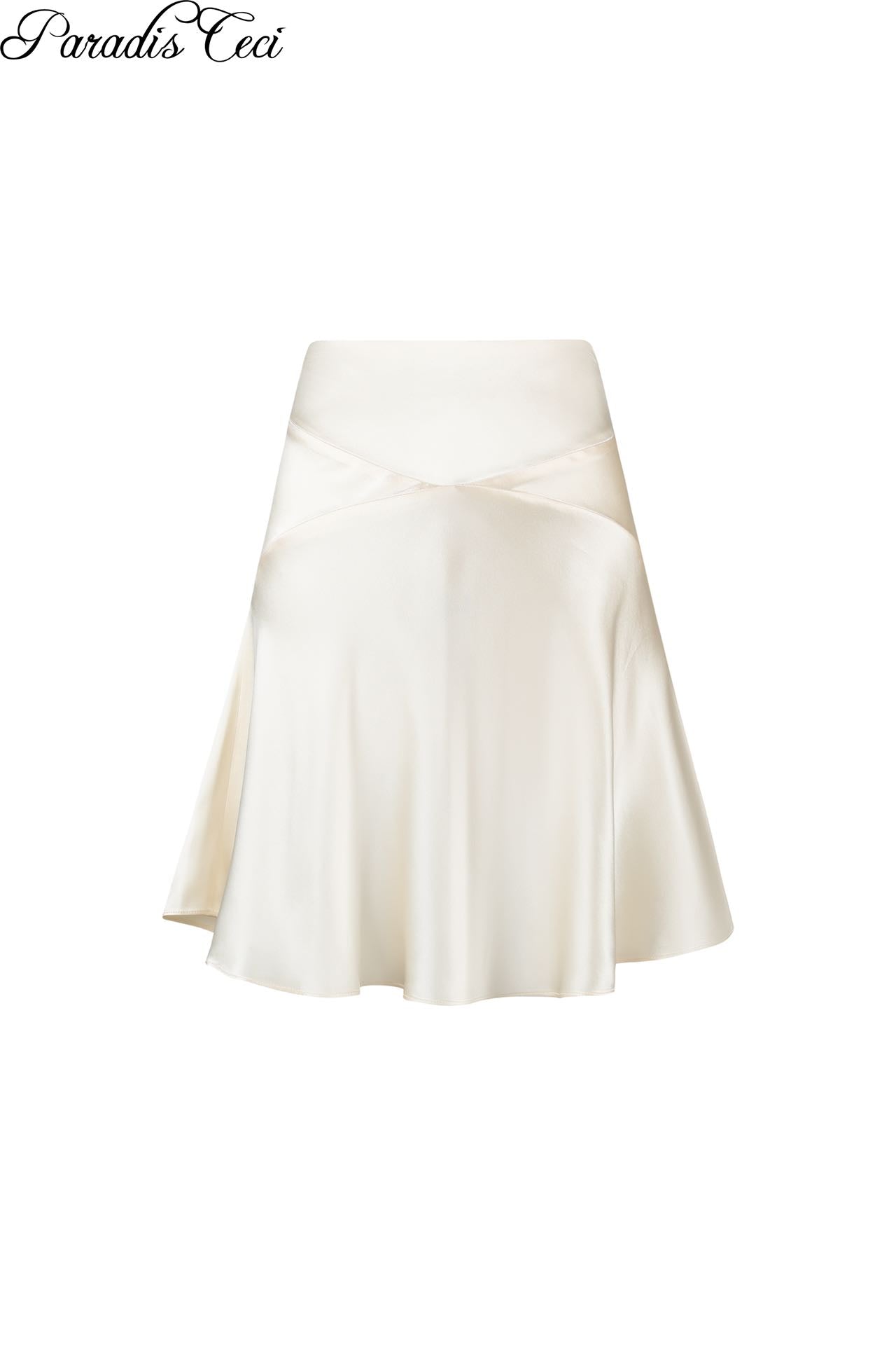 'Lily' low-rise silk midi skirt - champagne
